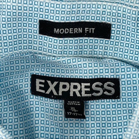 Express Button Up Shirt Mens XL 17-17.5 Modern Fit Blue - Picture 2 of 10
